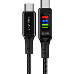Acefast C7-03 Braided LED USB-C to USB-C 100W 1.2m Black 6974316282778