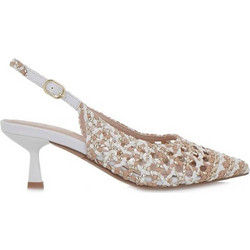Exe SELENA-850 Γόβες Slingback Δερμάτινες με Λεπτό Χαμηλό Τακούνι Λευκές Nude S47008503X84