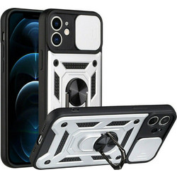 Bodycell Armor Slide Ring Holder Back Cover Silver (iPhone 12)