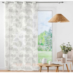 Kipper Κουρτίνα Παραθύρου Floral με Τρουκς 140x280 Ginko Λευκή