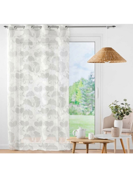 Kipper Κουρτίνα Παραθύρου Floral με Τρουκς 140x280 Ginko Λευκή