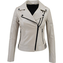 Leather 100 Γυναικείο Μπουφάν Δερμάτινο Κοντό Εκρού 07-W-B-2180-JUMBO