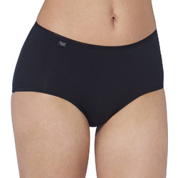 Sloggi Βαμβακερά Ψηλόμεσα Γυναικεία Slip Μαύρα 2Pack 10005038-0004