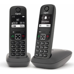 Gigaset AE690 Ασύρματο Τηλέφωνο Σετ Duo με Ανοιχτή Ακρόαση Ανθρακί