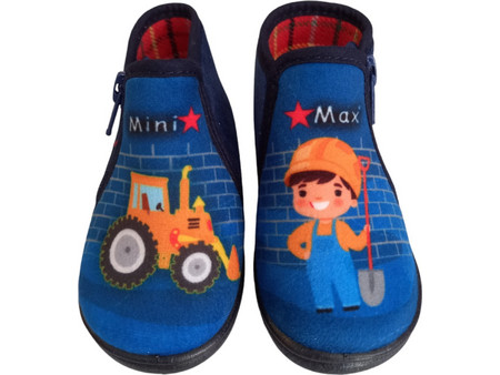 Mini Max Ανατομικές Χειμερινές Παιδικές Παντόφλες Μποτάκια για Αγόρια Μπλε ROAD-4
