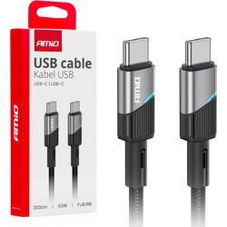 AMiO Braided USB-C to USB-C 60W 2m Black 03927