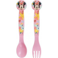Stor Minnie Mouse Spring Look Σετ Βρεφικό Πιρούνι & Κουτάλι 10m+ Ροζ 2τμχ