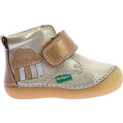 Kickers Παιδικά Μποτάκια Χρυσά Ασημί Δερμάτινα με Σκρατς 961547-10-113