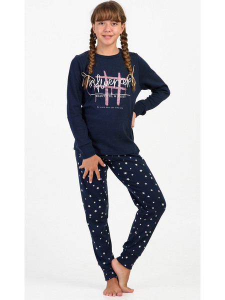 Pretty Baby Παιδική Πιτζάμα Βαμβακερή Χειμωνιάτικη Navy Μπλε 64882