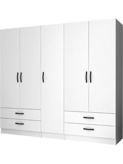 Megapap Πεντάφυλλη Ντουλάπα Ρούχων Λευκή 200x51.8x181cm GP100-0072,1