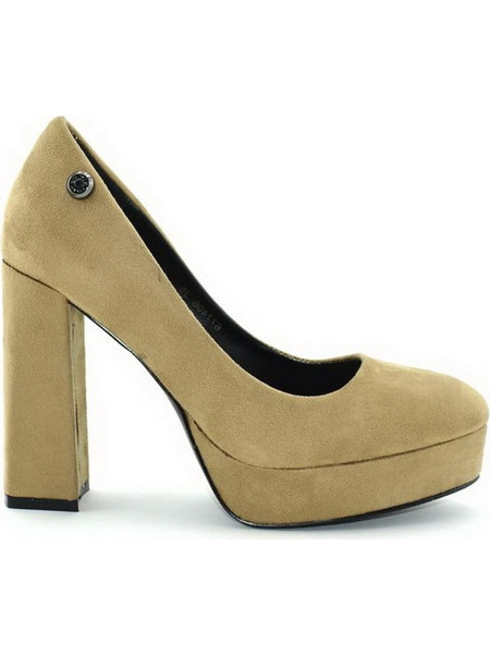 Byblos Γόβες Suede με Χοντρό Ψηλό Τακούνι & Φιάπα Μπεζ 6774