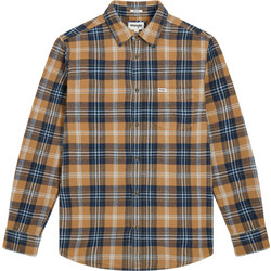 Wrangler Ανδρικό Πουκάμισο Βαμβακερό Καρό Μακρυμάνικο Κανονική Γραμμή Μπλε 112357225