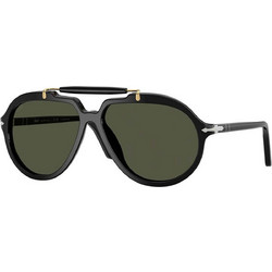 Persol PO0202S 9531 Ανδρικά Γυαλιά Ηλίου Aviator Κοκάλινα Μαύρα με Μαύρο Φακό