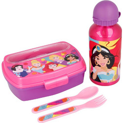 Stor Disney Princess Bright Bold Πλαστικό Παιδικό Σετ Δοχείο Φαγητού Φούξια