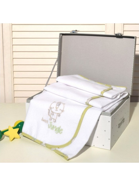 Baby Oliver Des 180 Πάνα Αγκαλιάς Φανελένια Λευκή Lime 80x80cm