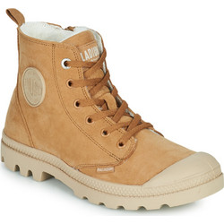 Palladium Pampa Hi Zip WL Γυναικεία Αρβυλάκια Δερμάτινα Ταμπά με Χοντρό Χαμηλό Τακούνι και Γούνα 95982-252-M