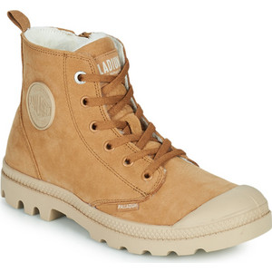 Palladium Pampa Hi Zip WL Γυναικεία Αρβυλάκια Δερμάτινα Ταμπά με Χοντρό Χαμηλό Τακούνι και Γούνα 95982-252-M
