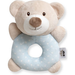 Interbaby Αρκουδάκι Blue Υφασμάτινη Κουδουνίστρα Κρίκος για Νεογέννητα