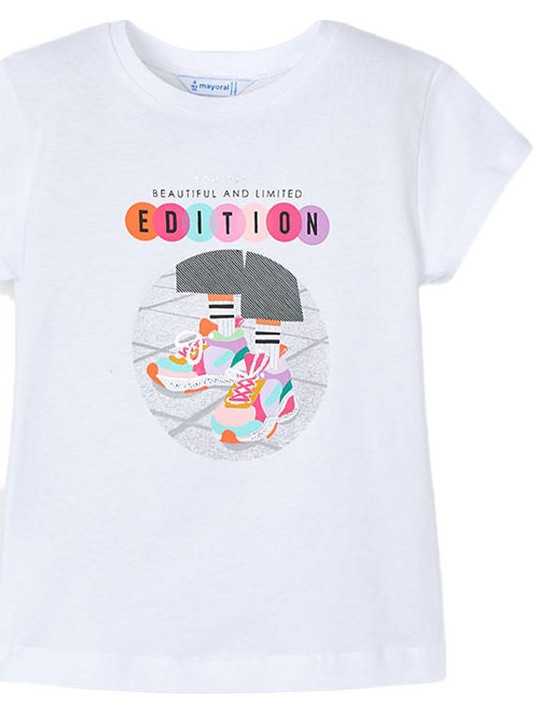 Mayoral Παιδικό T-Shirt Κοντομάνικο Λευκό Πολύχρωμο 25-03014-029