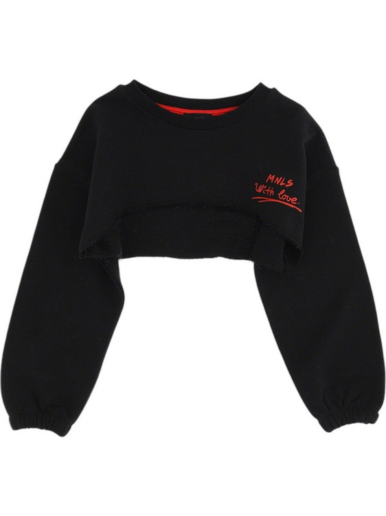 Monnalisa Παιδικό Crop Top Μακρυμάνικο Μαύρο 498617PQ 8748-0050