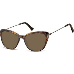 Sunoptic SB-CP121D Γυναικεία Γυαλιά Ηλίου Πεταλούδα Μεταλλικά Μαύρα με Καφέ Φακό