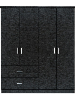 ArteLibre Τετράφυλλη Ντουλάπα Ρούχων Hoya Wax Μαύρη 119x42x181cm 14370204