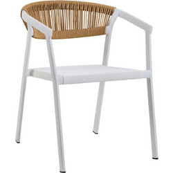 Varossi Cactus-Tx Πολυθρόνα Κήπου Rattan Λευκή Καφέ 900-317