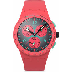 Swatch Paradiso Kinetiko Ανδρικό Ρολόι Χρονογράφος με Φούξια Καουτσούκ Λουράκι SUSP100