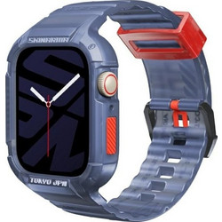 SKINARMA Saido 2in1 Πλαστική Θήκη με Λουράκι για Apple Watch 7 / 8 / 9 44 / 45mm Navy Μπλε