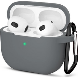 Techsuit Smooth Ultrathin Θήκη Σιλικόνης με Γάντζο για Apple AirPods 3 Γκρι