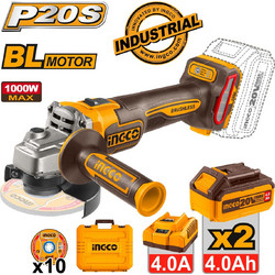 Ingco CAGLI271532E Γωνιακός Τροχός Μπαταρίας 20V 115mm 2x4Ah