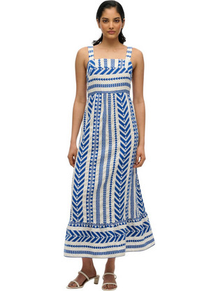 Superdry Maxi Καλοκαιρινό Καθημερινό Φόρεμα Λευκό Μπλε W8011872A-F1W