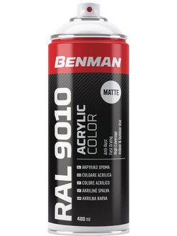 Benman Ακρυλικό Σπρέι Βαφής Λευκό Ματ 400ml RAL 9010