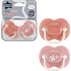 Tommee Tippee Anytime Ορθοδοντικές Πιπίλες Σιλικόνης 18-36m Butterfly 2τμχ