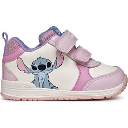 Geox Lilo & Stitch Παιδικά Sneakers Μπεζ Ροζ Γαλάζια B460LA000BCC0406