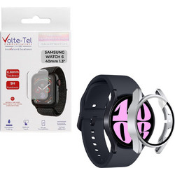 Volte-Tel Πλαστική Θήκη Tempered Glass για Samsung Galaxy Watch 6 40mm Ασημί