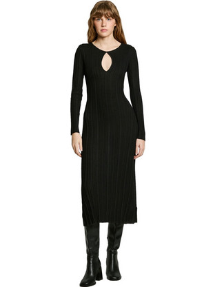 Pepe Jeans Natasha Midi Βραδινό Φόρεμα Πλεκτό Μαύρο PL953642-999