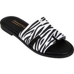 Elenross Γυναικεία Σανδάλια Suede Μαύρα Λευκά GS09610W-ZEB