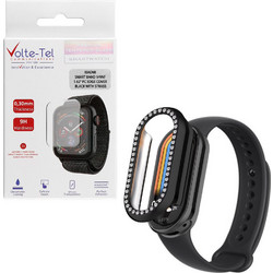Volte-Tel Strass Πλαστική Θήκη Tempered Glass για Xiaomi Smart Band 9 / 9 NFC Μαύρη