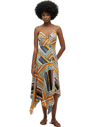 Superdry Midi Καλοκαιρινό Βραδινό Φόρεμα Μεταξωτό Πολύχρωμο W8011881A-F5X