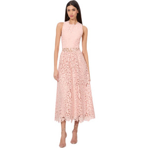 Alice and Olivia Midi Καλοκαιρινό Φόρεμα για Γάμο / Βάπτιση με Δαντέλα Ροζ CC504L50564-E652