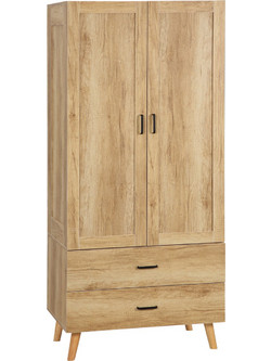 HOMCOM Δίφυλλη Ντουλάπα Ρούχων Φυσικό Χρώμα 80x54x180cm 831-622V00ND