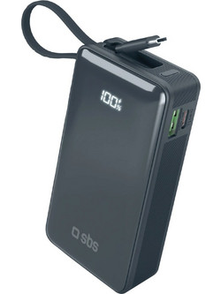 SBS Power Bank 10000mAh 20W με Θύρα USB-A & 2 Θύρες USB-C Grey