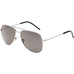 Saint Laurent CLASSIC 11 010 Ανδρικά Γυαλιά Ηλίου Aviator Μεταλλικά Ασημί με Μαύρο Φακό