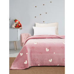 Sunshine Home Παιδική Κουβέρτα Fleece Καρδούλες Φωσφοριζέ 160x220 Ροζ
