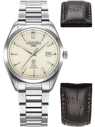 Roamer Elite Ανδρικό Ρολόι Αυτόματο με Ασημί Μεταλλικό Μπρασελέ R970983410520