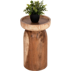 HomeMarkt Loki Βοηθητικό Τραπεζάκι Σαλονιού Μασίφ Ξύλο με Ξύλινη Βάση Φ30xΥ50cm HM9899.11