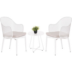 HomeMarkt Orego Σετ Σαλόνι Κήπου Αλουμίνιο 3τμχ Λευκό HM21107.02