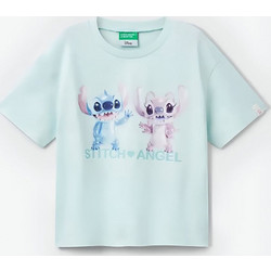Benetton Lilo & Stitch Παιδικό T-Shirt Κοντομάνικο Πράσινο Mint 35RYC10MV-0U4