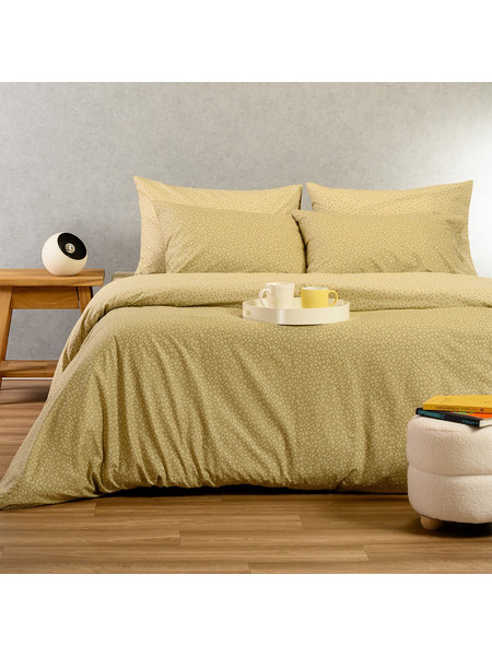 Melinen Σετ Σεντόνια Υπέρδιπλα Βαμβακερά 235x270 Ultra Line Samuele Olive Beige